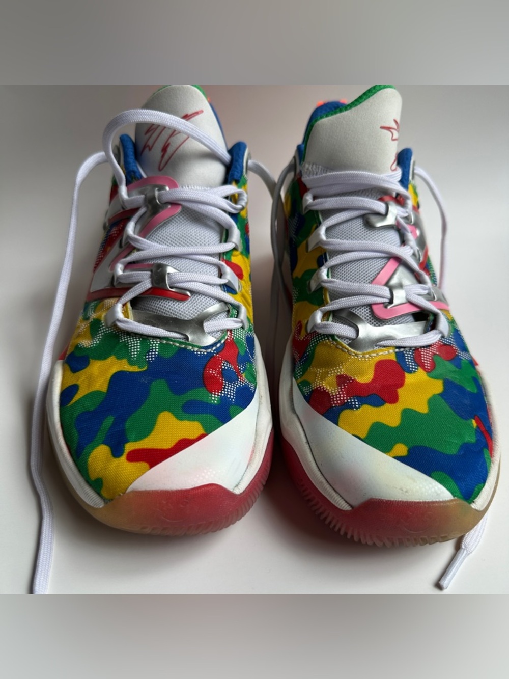 New Balance Multi Camo Jamal Basketball Shoes - White, Red, Yellow, Blue, Green